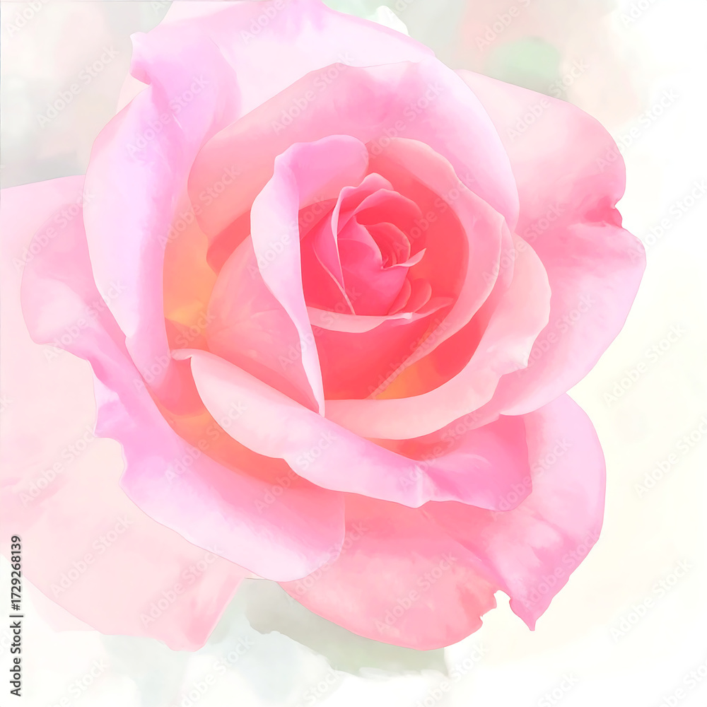Fototapeta premium Soft pink rose bloom close up with delicate petals and gentle light, romantic floral detail evoking calm and tenderness