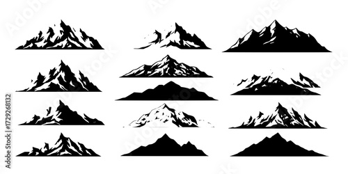 set of vector images of mountain
