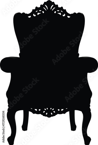Elegant baroque armchair silhouette isolated royal throne design vector