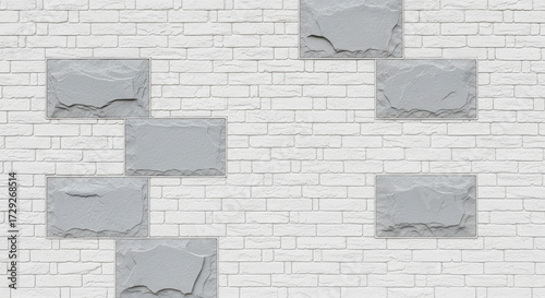 Abstract Modern Geometric Arrangement on a Textured Brick Background