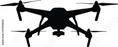 Aerial drone silhouette flying modern technology quadcopter future flight vector