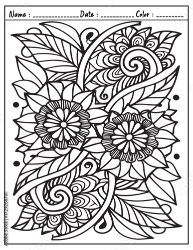 Mandala Coloring Page & Book for Adults and Kid. High resolution (300 DPI), Ready to print on standard 8.5x11-(A4) inch paper With (No Bleed), Black and White. Vector illustration