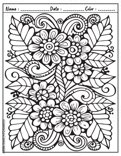 Mandala Coloring Page & Book for Adults and Kid. High resolution (300 DPI), Ready to print on standard 8.5x11-(A4) inch paper With (No Bleed), Black and White. Vector illustration