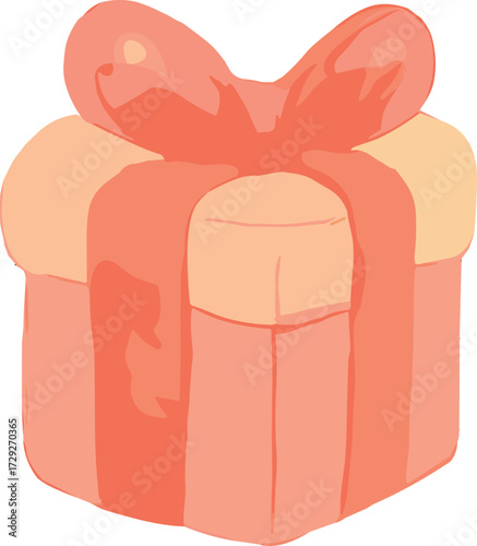 A charming illustration of a wrapped gift box with a large bow on top, symbolizing celebration and surprise.