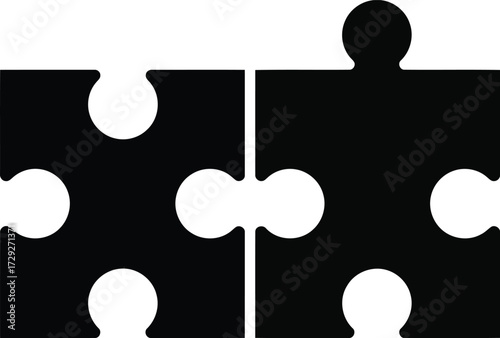 Puzzle pieces joining together symbolizing teamwork collaboration connection vector