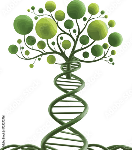 DNA tree illustration, genetic roots, biology science concept, biotechnology nature, green ecology design, evolution growth, molecular structure, environmental sustainability, organic life connection