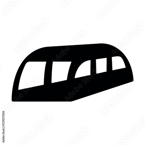 Silhouette of a stretched limousine with multiple windows against a white background