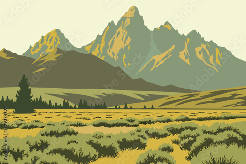 Grand Teton Antelope Flats in Wyoming, open sagebrush meadows with dramatic peaks rising behind