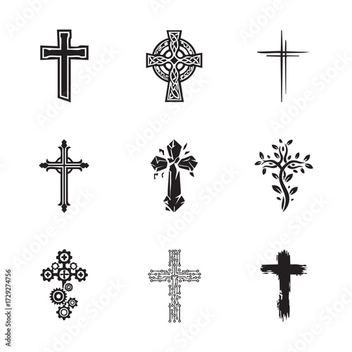 Christian Crosses Vector Set