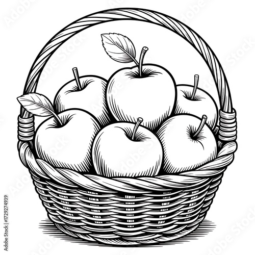Apples in a basket isolated on white background
