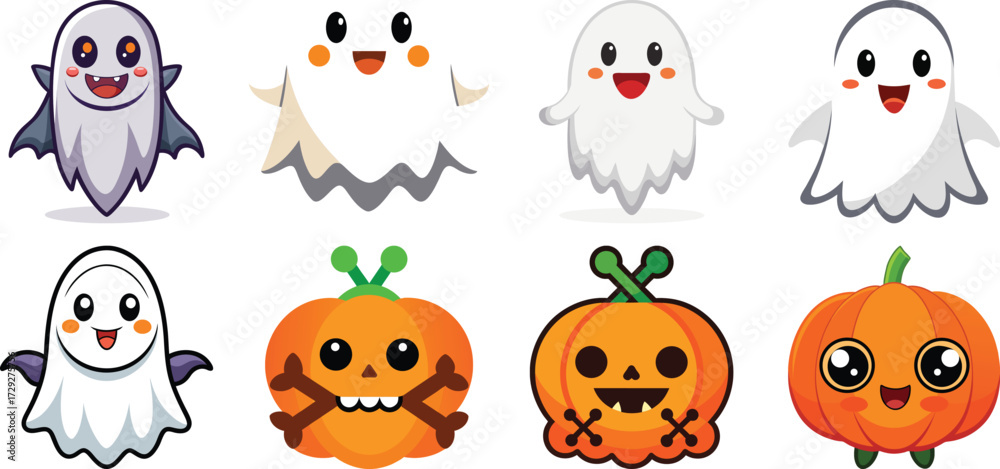 Naklejka premium set of halloween pumpkins