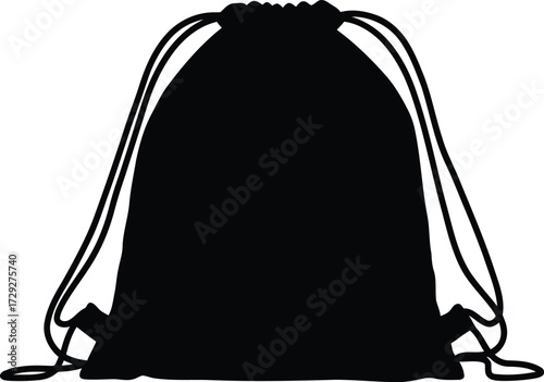 Black drawstring backpack gym bag sports accessory vector