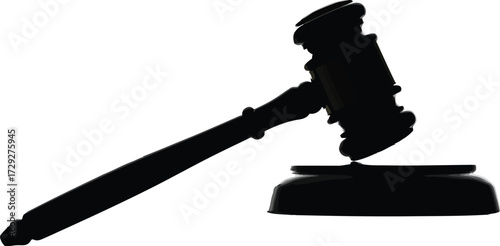 Silhouette gavel striking sound block law justice symbol vector