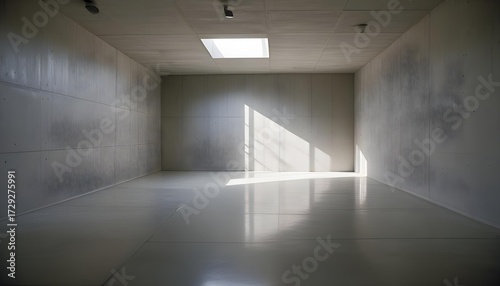 Minimalist concrete room with natural light