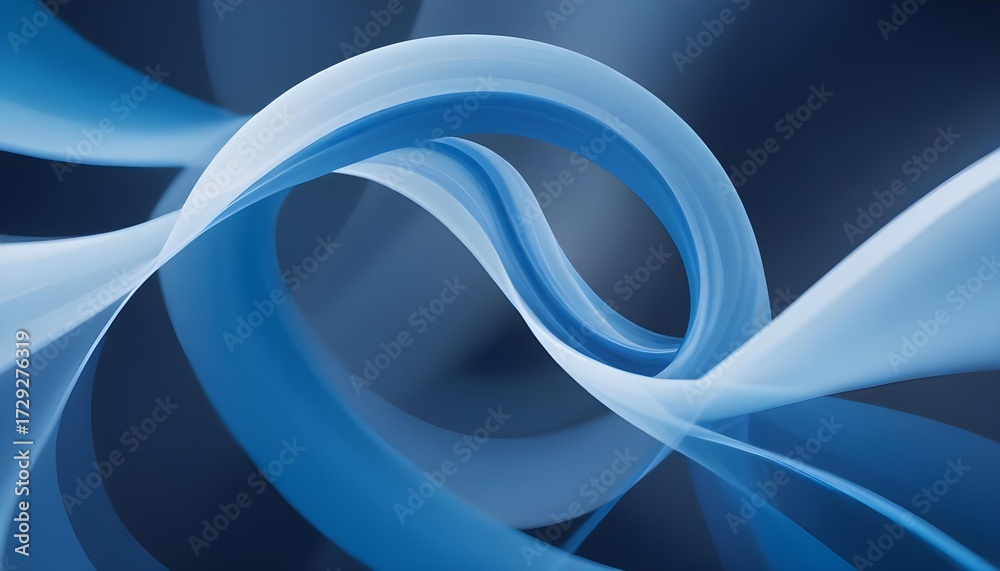 Fototapeta premium Abstract blue ribbons swirling against a dark background