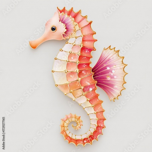 cute 3D sea animals for kids app 3d sea animals pack A colorful seahorse illustration featuring pink and orange hues, capturing the beauty of marine life.