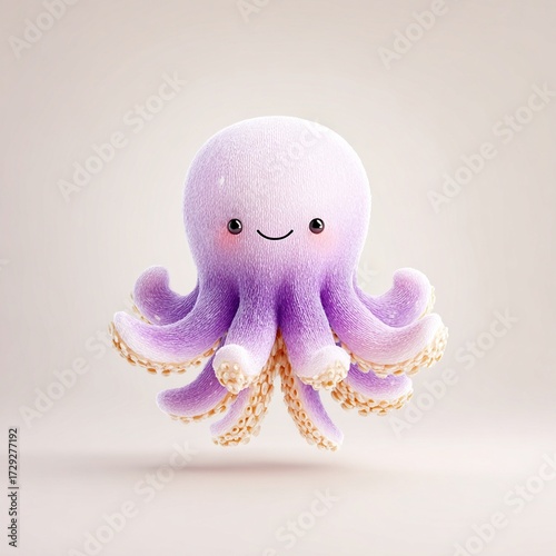 cute 3D sea animals for kids app 3d sea animals pack A cute and colorful octopus with a friendly smile, perfect for children's illustrations or educational materials.