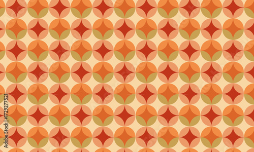 	Groovy Retro 70s Geometric Circle and Star Seamless Pattern