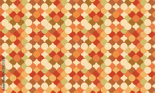 Dense Retro 70s Geometric Mosaic Seamless Pattern