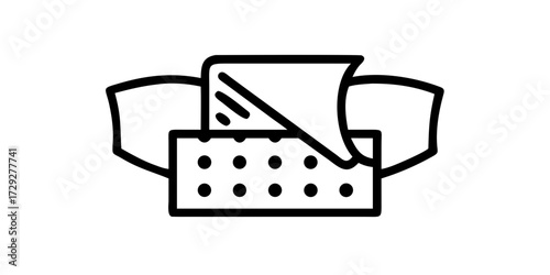 Brick block icon with perforation and insulation layer
