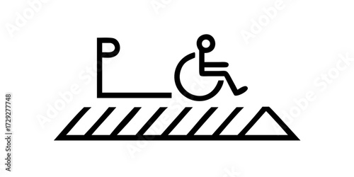 Disabled parking space outline icon accessibility line art
