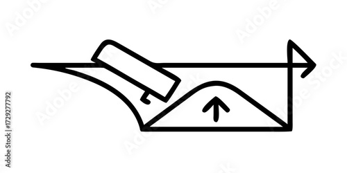 Tunnel section icon with vehicle and ventilation arrow
