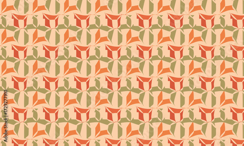 Retro 70s Geometric 3D Faceted Star Seamless Pattern