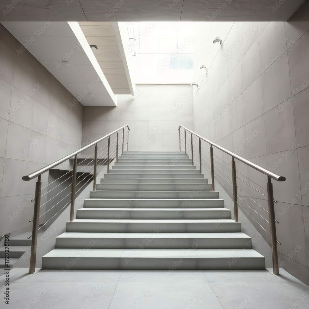 Fototapeta premium Modern staircase design in a minimalist interior space Generative AI