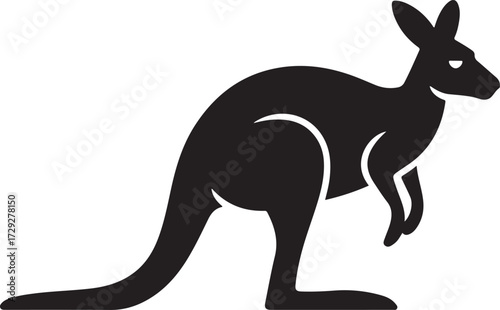 Flat silhouette icon of a kangaroo