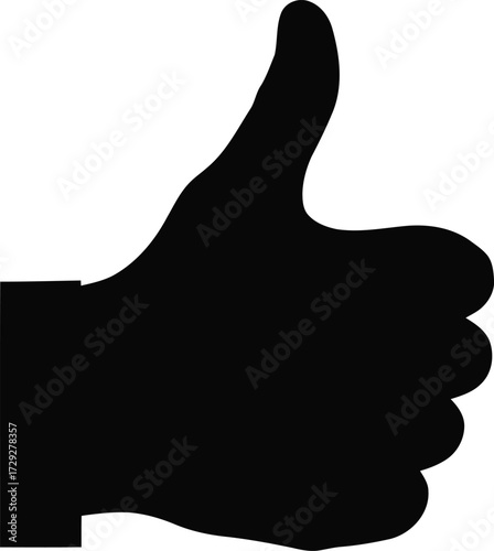 Thumbs up silhouette success approval gesture simple icon vector