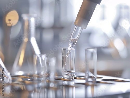 Wallpaper Mural Precise liquid transfer into test tube through pipette in chemistry laboratory Torontodigital.ca