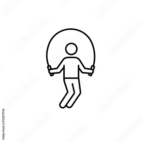 Person jumping rope in a minimalist line art style  