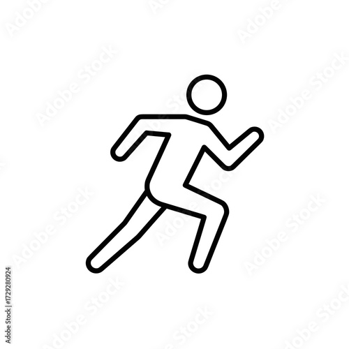 Minimalist linear icon of a person running in motion  