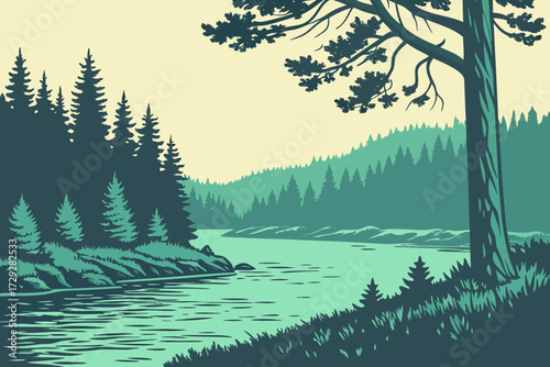 Clear Lake in Oregon, pristine blue waters formed by lava flow, bordered by dense forest