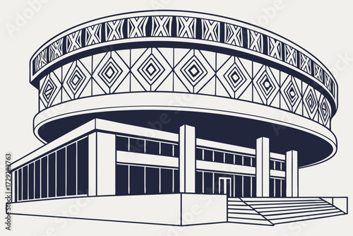 Charles H. Wright Museum of African American History in Detroit, Michigan, modern circular structure with cultural motifs