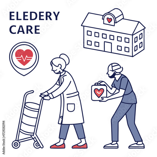 Caregivers assisting elderly with medical support assistance