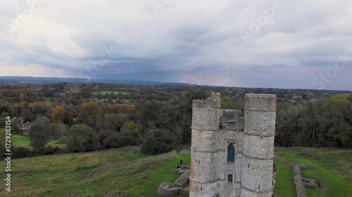 Donnington Castle Newbury Aerial View Descending