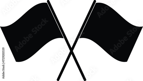 Two crossed black flags silhouette isolated on symbolizing defeat surrender protest vector