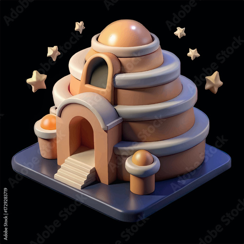 Whimsical architectural design: A mesmerizing illustration of a fantastical building, brought to life with creative rendering and stunning detail.