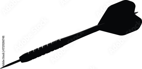 Dart flying silhouette isolated on white target sport precision game aim vector