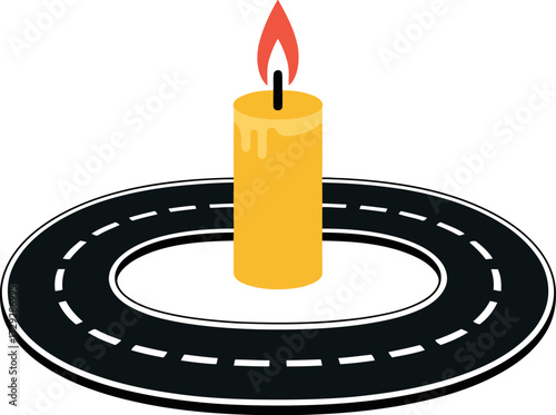Candle on road journey concept vector Hand drawn