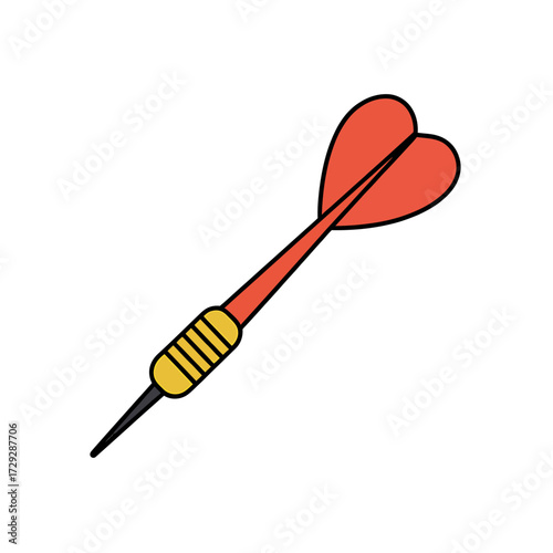 Cartoon Dart Icon for Games Targeting and Precision Vector Illustration on White Background