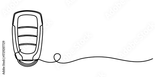  continuous line drawing of car key, Car keys with alarm system outline drawing illustration. 
