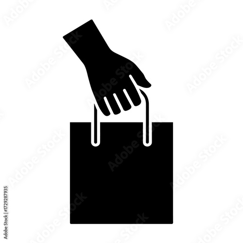 Hand holding shopping bag vector illustration for retail marketing and e commerce promotional materials isolated on white background design element