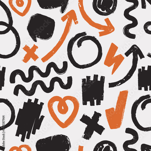 Vector illustration of abstract doodle pattern with crosses and circles symbolizing decisions and contrasts