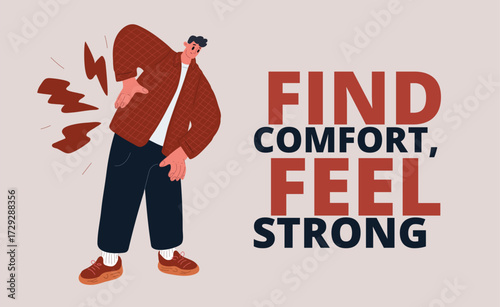 Vector illustration of a man feeling back pain symbol of physical strain and the importance of health care