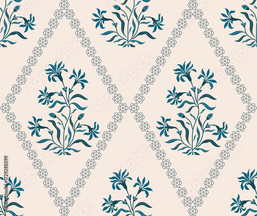 Vector Hand drawn colourful geometric flowers Motifs African boho paisley, seamless patterns with floral for fabric Ethnic Indian Pattern, textiles, clothing, wrapping paper, backdrop, banner.

