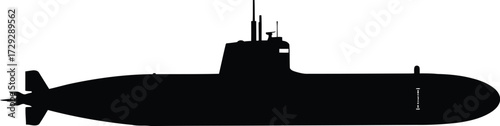 Silhouette modern submarine isolated navy warship underwater vessel vector