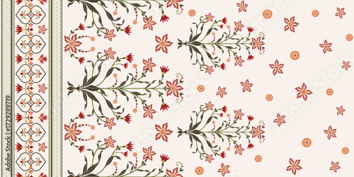 Vector Hand drawn colourful geometric flowers Motifs African boho paisley, seamless patterns with floral for fabric Ethnic Indian Pattern, textiles, clothing, wrapping paper, backdrop, banner.

