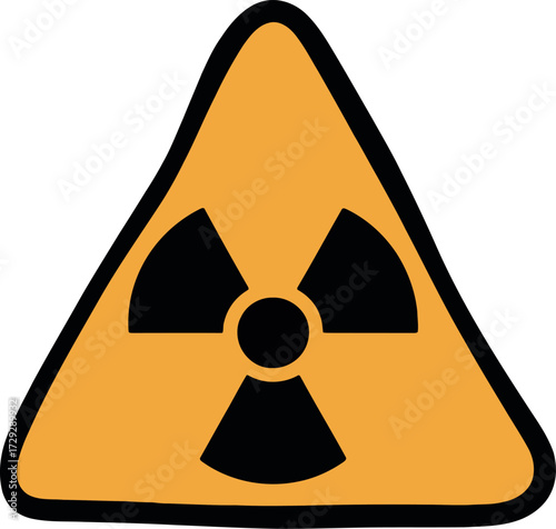 Radioactive hazard symbol danger sign warning triangle vector Hand drawn